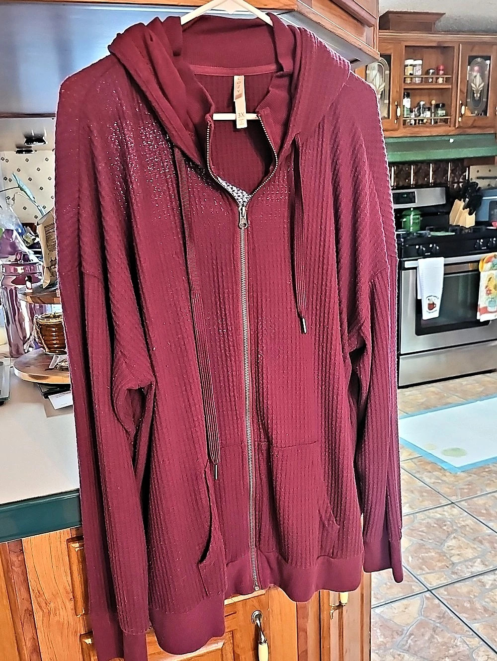 Lularoe Cozy Cowl Collection Neck Zip Hoodie Burgundy Size 3X Like New